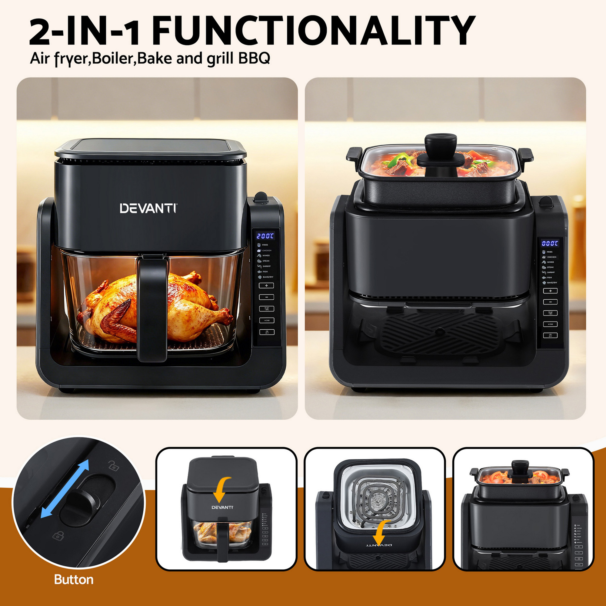 Devanti 5.5L Dual Zone 2-In-1 Glass Air Fryer – Sumo Deals Devanti 5.5L Dual Zone 2-In-1 Glass Air Fryer - Image 4
