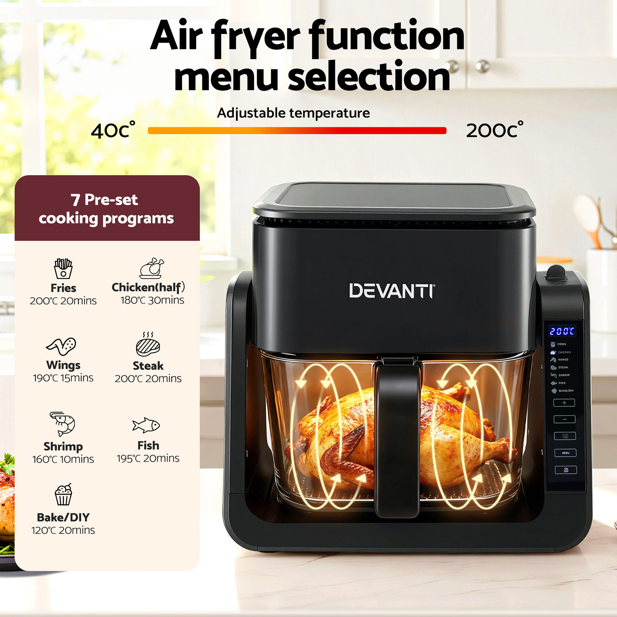 Devanti 5.5L Dual Zone 2-In-1 Glass Air Fryer – Sumo Deals Devanti 5.5L Dual Zone 2-In-1 Glass Air Fryer - Image 6