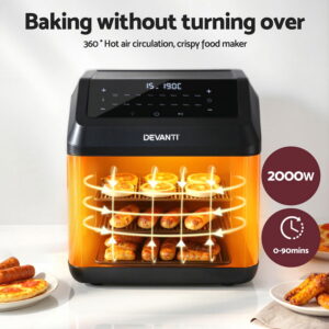 Devanti Air Fryer 13L Lcd Fryers Oven 2000W Black – Sumo Deals Detailed View Of The 17 Pre-Set Cooking Programs Icon Screen On Devanti Air Fryer 13L Lcd Fryers Oven