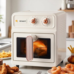 Devanti 6L air fryer knob control 1700W cream Morandi colour cooker