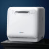 Devanti 3 Place Settings Benchtop Dishwasher front view in glossy white