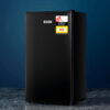 Devanti 95l compact bar fridge in matte black finish with closed door