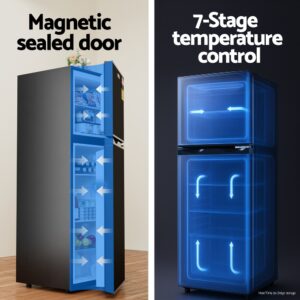 Devanti 122L Two Door Bar Fridge With Freezer Black Product Image Sumo Deals