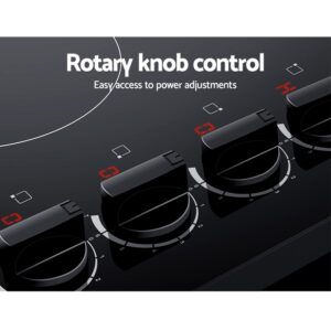 Side-Mounted 8-Step Knob Controls On Devanti Electric Ceramic Cooktop 60Cm