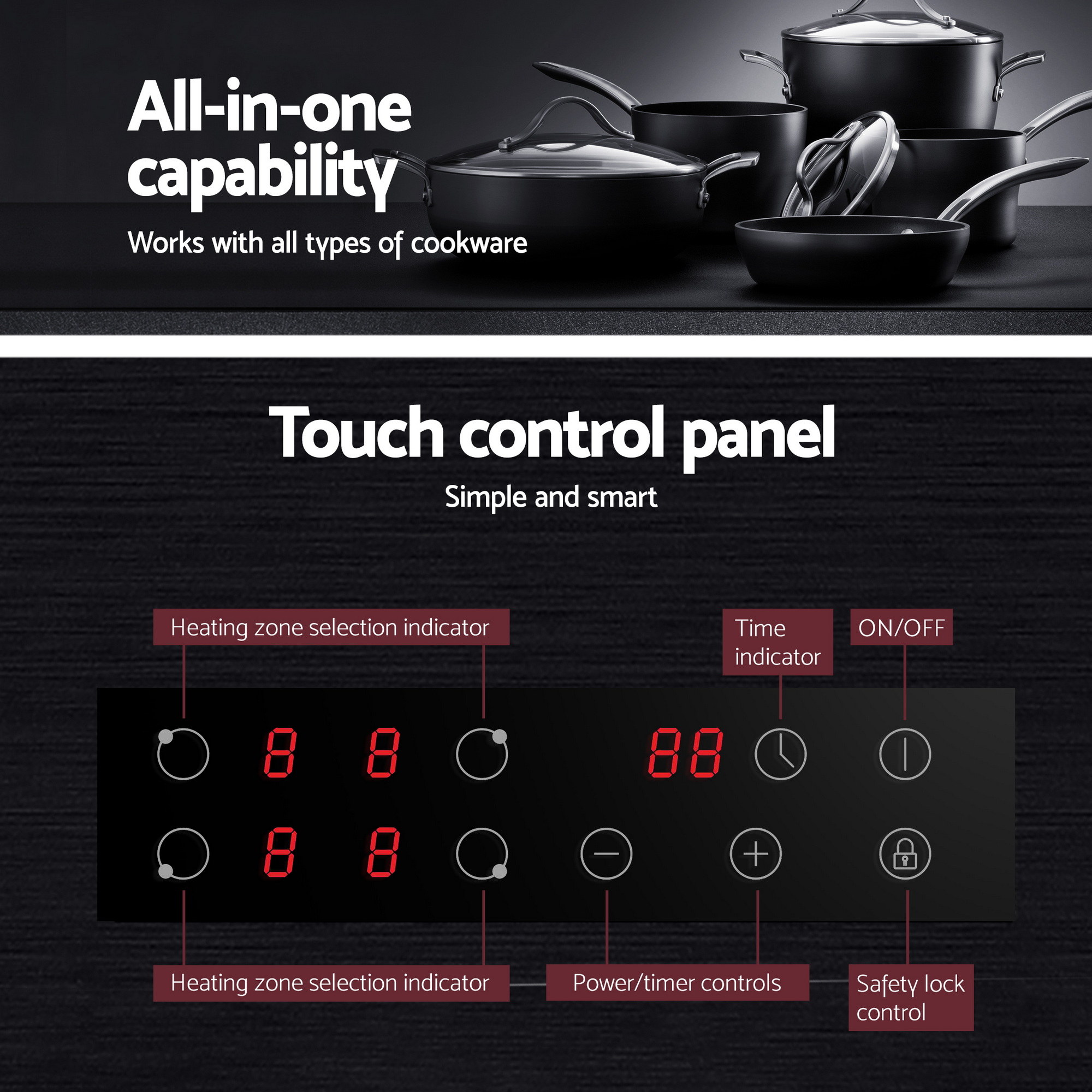 Devanti 60Cm Electric Ceramic Cooktop - 4 Zone (6000W) – Sumo Deals Devanti 60Cm Electric Ceramic Cooktop - 4 Zone (6000W) - Image 8