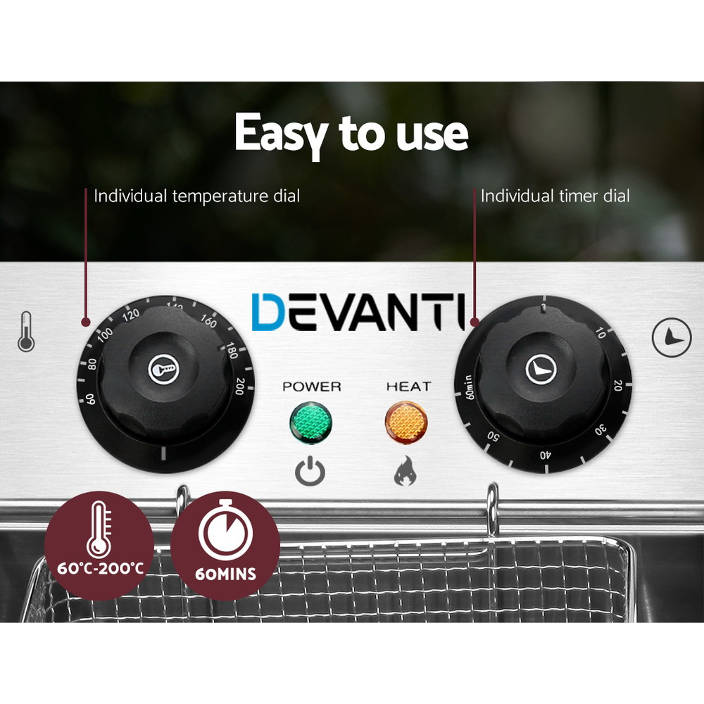 Devanti 20L Electric Commercial Deep Fryer - Double Basket – Sumo Deals Twin Control Dials For Devanti 20L Electric Commercial Deep Fryer