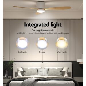 Devanti 52&Quot; Timber Look Dc Motor Ceiling Fan With 18W Led – Sumo Deals Light Timber Finish Dc Motor Ceiling Fan Mounted On A Covered Outdoor Patio Roof