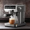 Devanti 20 Bar Coffee Machine Espresso Cafe Maker in stainless steel full metal housing front profile