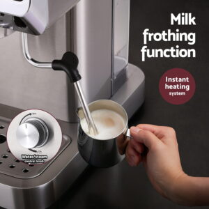 Steam Wand Milk Frothing Function Active On Devanti 20 Bar Coffee Machine Espresso Cafe Maker