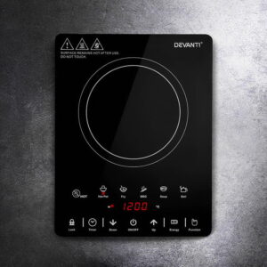 Devanti Electric Ceramic Cooktop 30cm in premium black glass finish