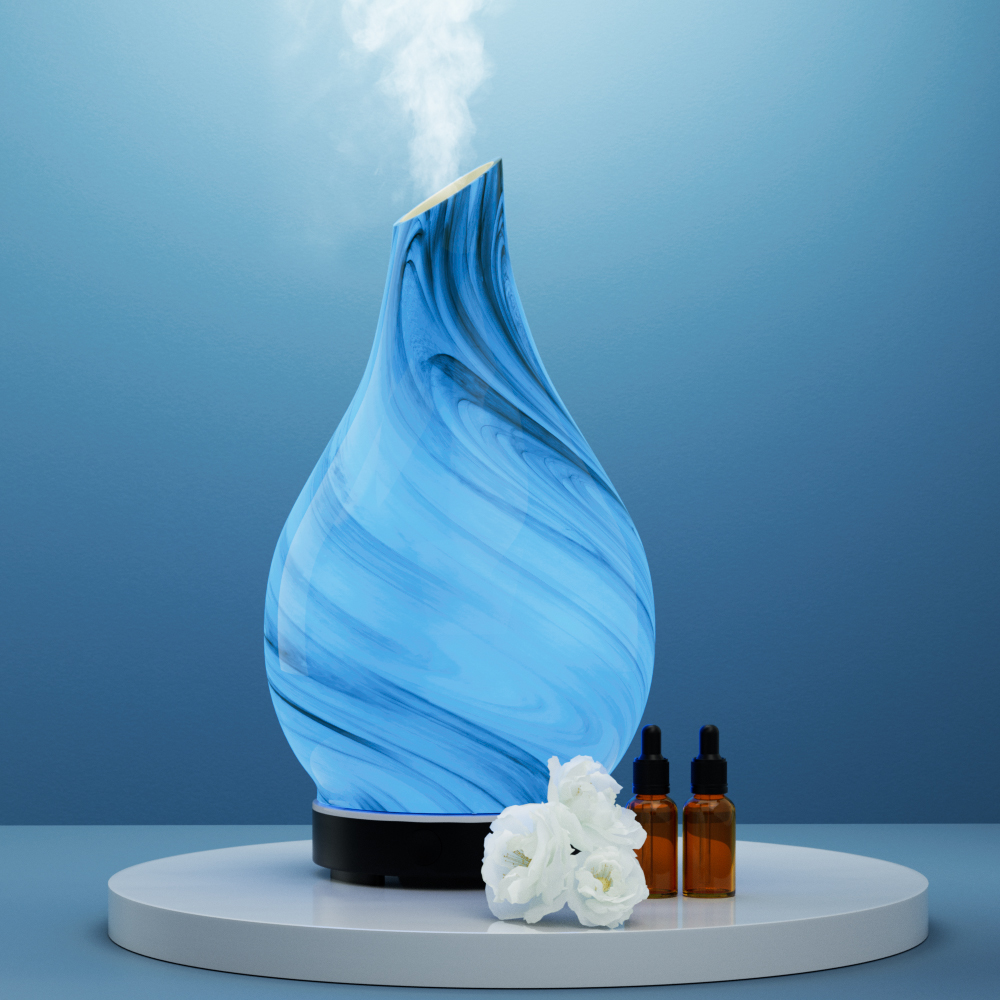 Devanti 100Ml Glass Marble Aroma Diffuser Humidifier – Sumo Deals Devanti Glass Marble Aroma Diffuser 100Ml Ultrasonic Humidifier In Black
