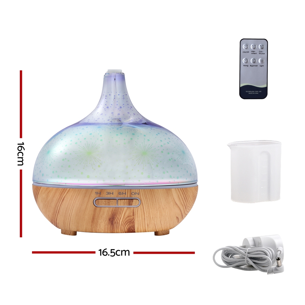Devanti 400Ml 3D Glass Aroma Diffuser Light Wood – Sumo Deals Devanti 400Ml 3D Glass Aroma Diffuser Light Wood - Image 3