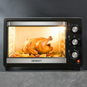 Devanti 30L Convection Oven in black standing on a modern kitchen counter