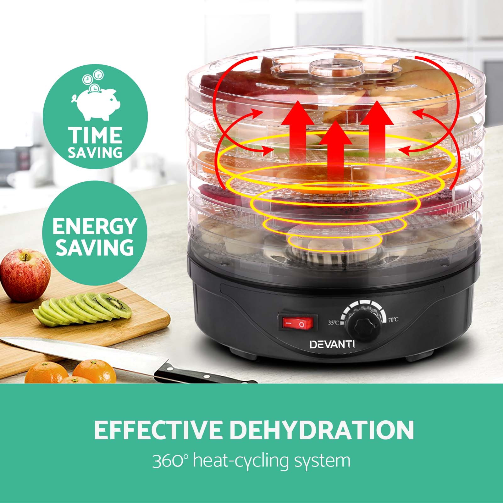 Devanti 5 Tray Food Dehydrator In Black – Sumo Deals Devanti 5 Tray Food Dehydrator In Black - Image 4