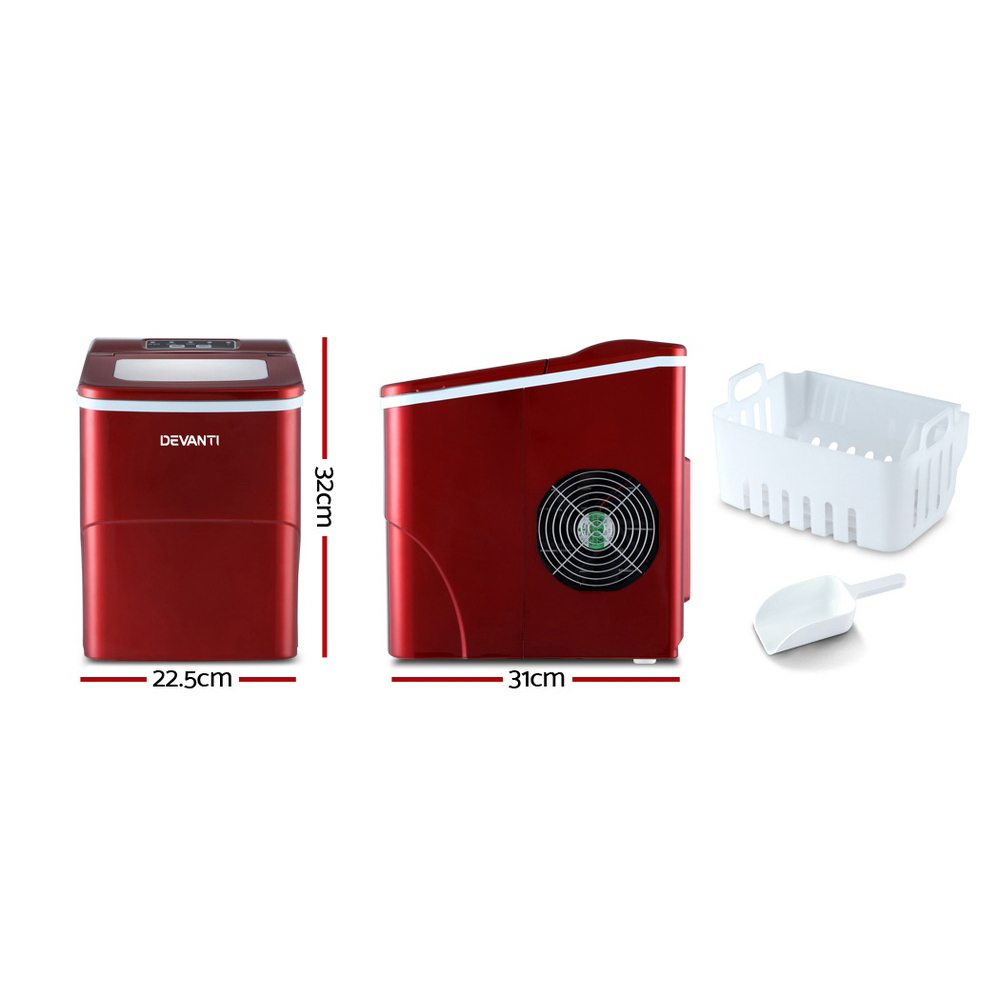 Devanti Portable Ice Cube Maker Machine 2L Red – Sumo Deals Devanti Portable Ice Cube Maker Machine 2L Red - Image 2
