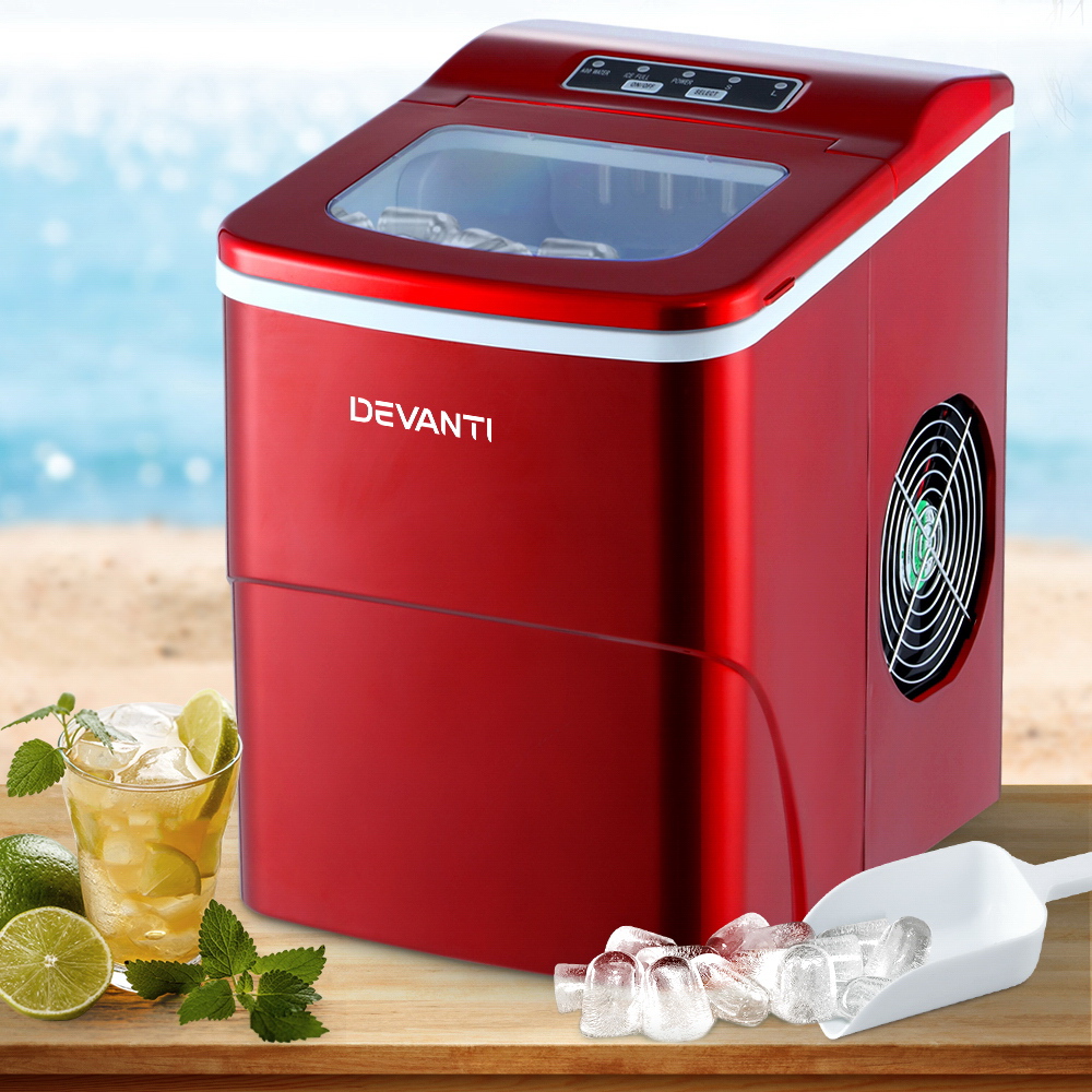 Devanti Portable Ice Cube Maker Machine 2L Red – Sumo Deals Devanti Portable Ice Cube Maker Machine 2L In Gloss Red Finish