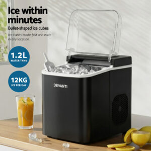 Devanti Portable Ice Maker Machine 12Kg Countertop Black Product Image Sumo Deals
