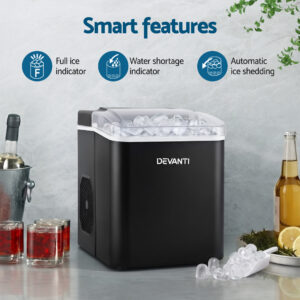 Devanti Portable Ice Maker Machine 12Kg Countertop Black Product Image Sumo Deals