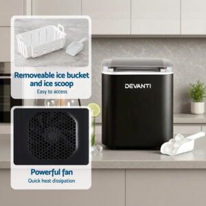 Removable Ice Storage Basket Filled With Bullet Ice And Matching White Scoop