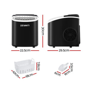 Devanti Portable Countertop Ice Maker Machine 12Kg Black Product Image Sumo Deals