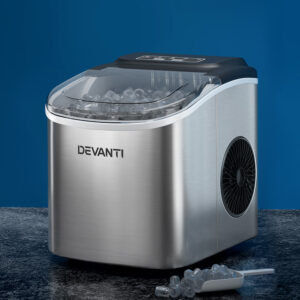 Devanti 12kg Ice Maker Machine Self Cleaning in Brushed Stainless Steel