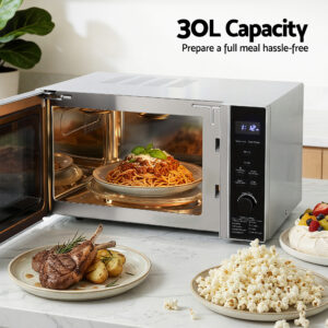 Circular Glass Turntable With Chrome High Grill Rack And Black Low Baking Tray