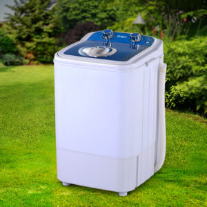 Devanti Portable Washing Machine 4.6KG Blue with top loading lid closed