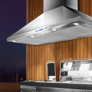 Devanti 1200mm Commercial BBQ Rangehood in premium stainless steel pyramid design