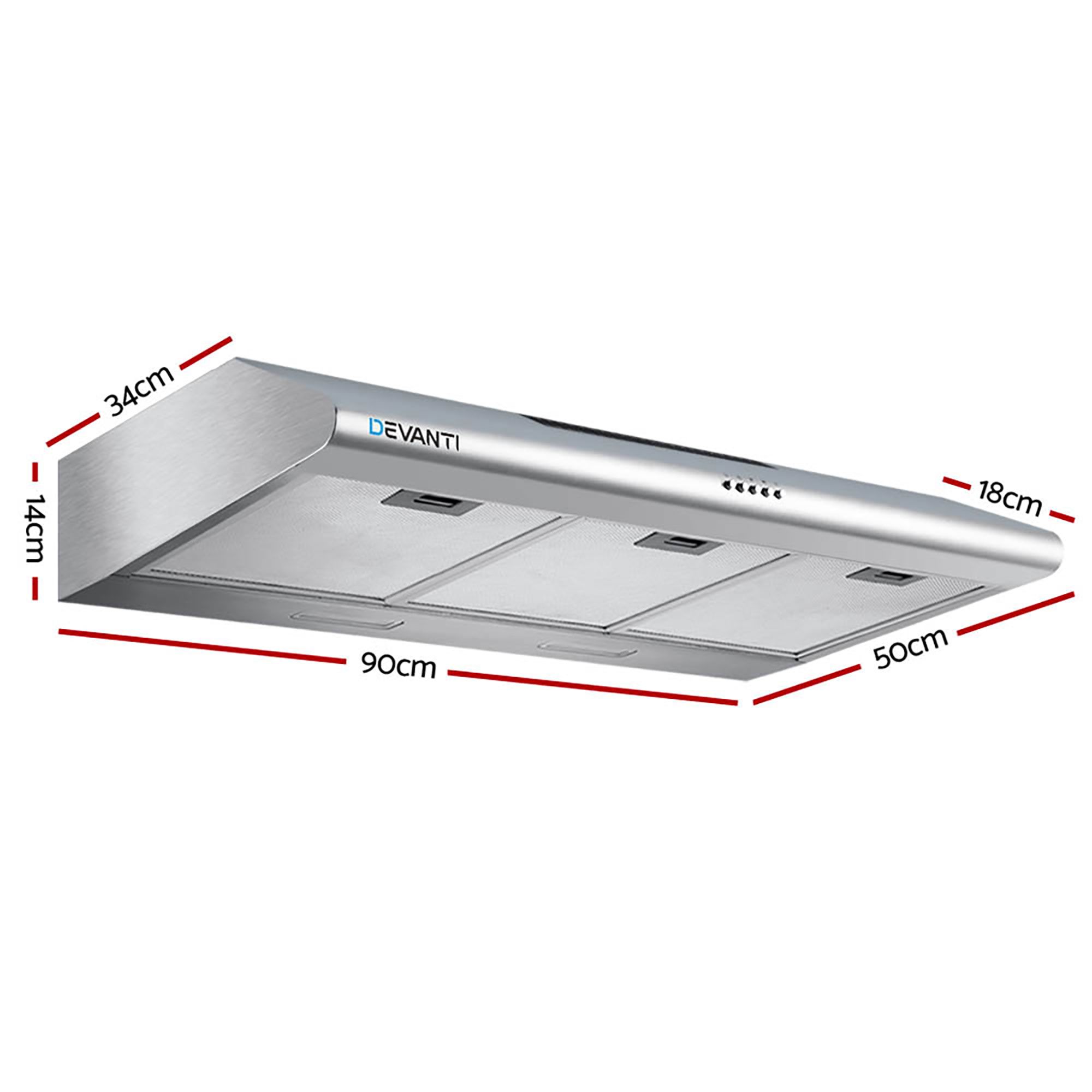 Devanti 900Mm Stainless Steel Fixed Rangehood 3-Speed – Sumo Deals Devanti 900Mm Stainless Steel Fixed Rangehood 3-Speed - Image 2