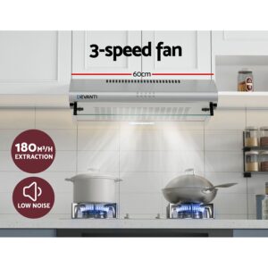 Push Button Controls For 3-Speed Fan On Devanti 600Mm Range Hood 60Cm.