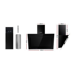 Electronic Touch Control Panel On Devanti Black Glass Rangehood