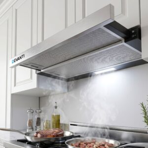 Devanti 600mm Range Hood Slide Out Kitchen Extlector in Stainless Steel