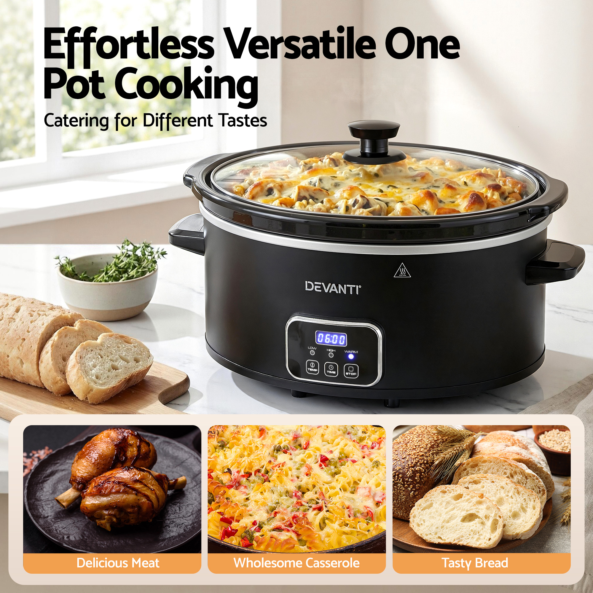 Devanti 5.6L Slow Cooker Electric Multi Cooker Pot 230W Black – Sumo Deals Devanti 5.6L Slow Cooker Electric Multi Cooker Pot 230W Black - Image 7