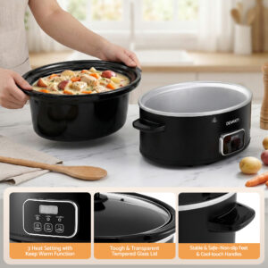 Devanti 5.6L Slow Cooker Electric Multi Cooker Pot 230W Black – Sumo Deals Removable Dishwasher Safe Ceramic Stoneware Insert For Devanti 5.6L Slow Cooker Electric Multi Cooker Pot
