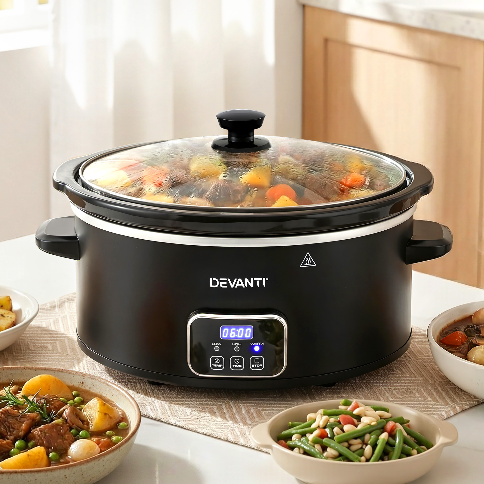 Devanti 5.6L Slow Cooker Electric Multi Cooker Pot 230W Black – Sumo Deals Devanti 5.6L Slow Cooker Electric Multi Cooker Pot In Sleek Black Finish With Glass Lid