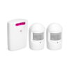 White Wireless Driveway Alarm Alert System displaying the base receiver and two tracking sensors.