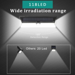 Solar Wall Light 118 Led Waterproof Security Lamp With 3 Modes – Sumo Deals Top View Showcasing The Large Photovoltaic Collector On The Solar Wall Light 118 Led.