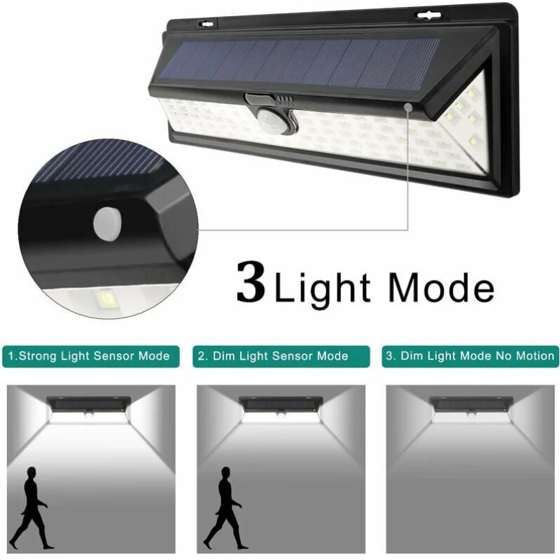 Solar Wall Light 118 Led Waterproof Security Lamp With 3 Modes – Sumo Deals Solar Wall Light 118 Led Waterproof Security Lamp With 3 Modes - Image 5