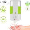 Wall mounted 450ml automatic sanitizer dispenser with clear body showing soap level