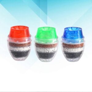 3-pack activated charcoal faucet water filter units in assorted colours
