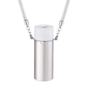 Black wearable air purifier necklace with premium finish and lanyard attachment