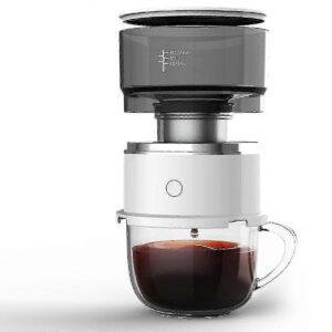 White portable drip coffee maker mini manual brewing machine standing upright