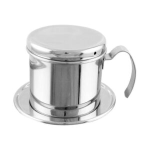 Stainless steel Vietnamese coffee filter maker press with drip saucer and top lidTitle: