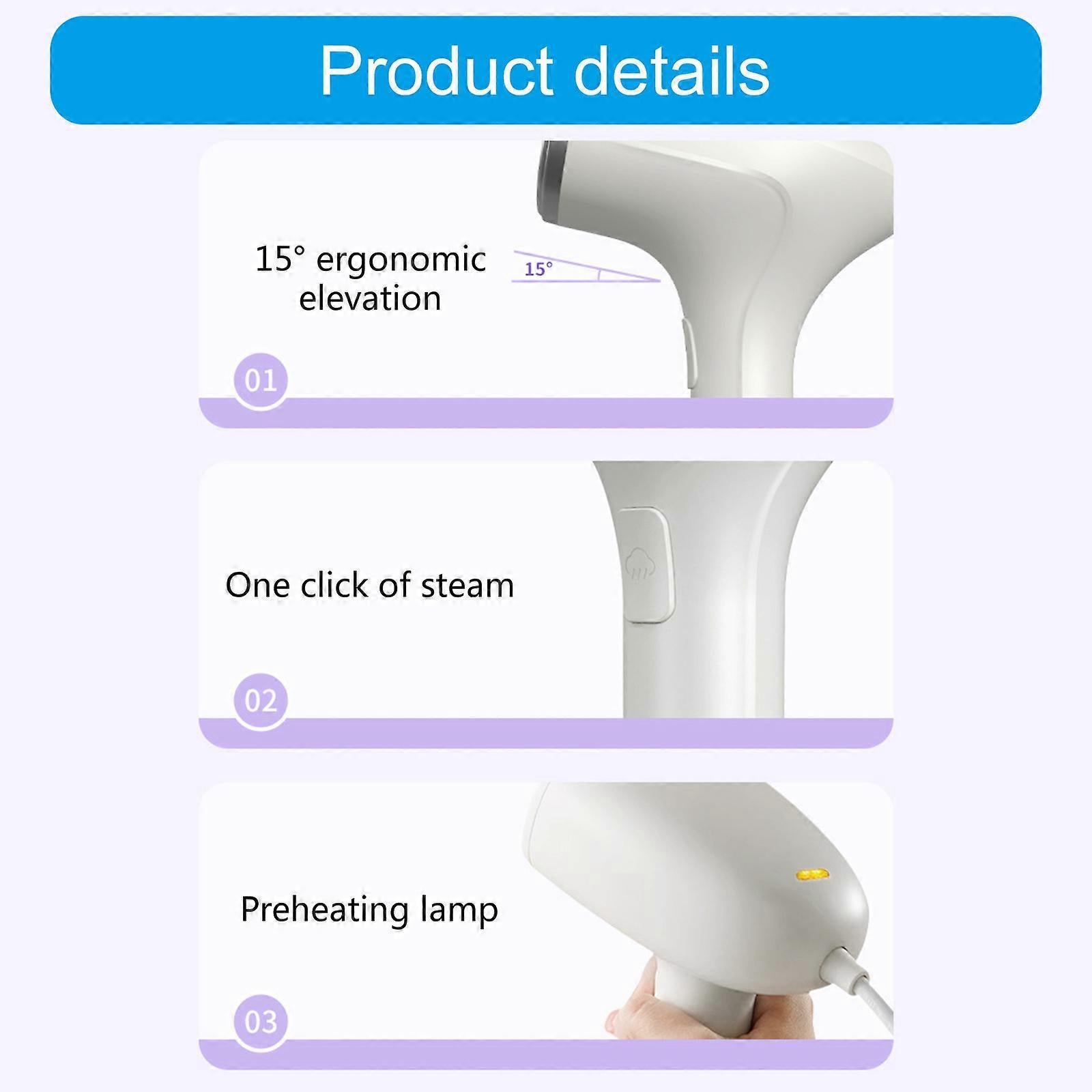 1000W Stainless Steel Handheld Garment Steamer In White – Sumo Deals 1000W Stainless Steel Handheld Garment Steamer In White - Image 4