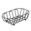 Stainless Steel French Fry Holder With A Minimalist Wire Design On A Wooden Table.