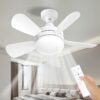 16.5 Ceiling Fan With Led Light 3-Speed Remote Control White Finish
