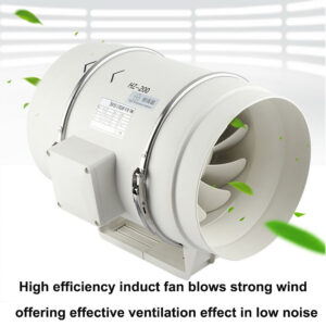 8 Inch Silent Inline Exhaust Duct Extractor Fan white ABS plastic body front view