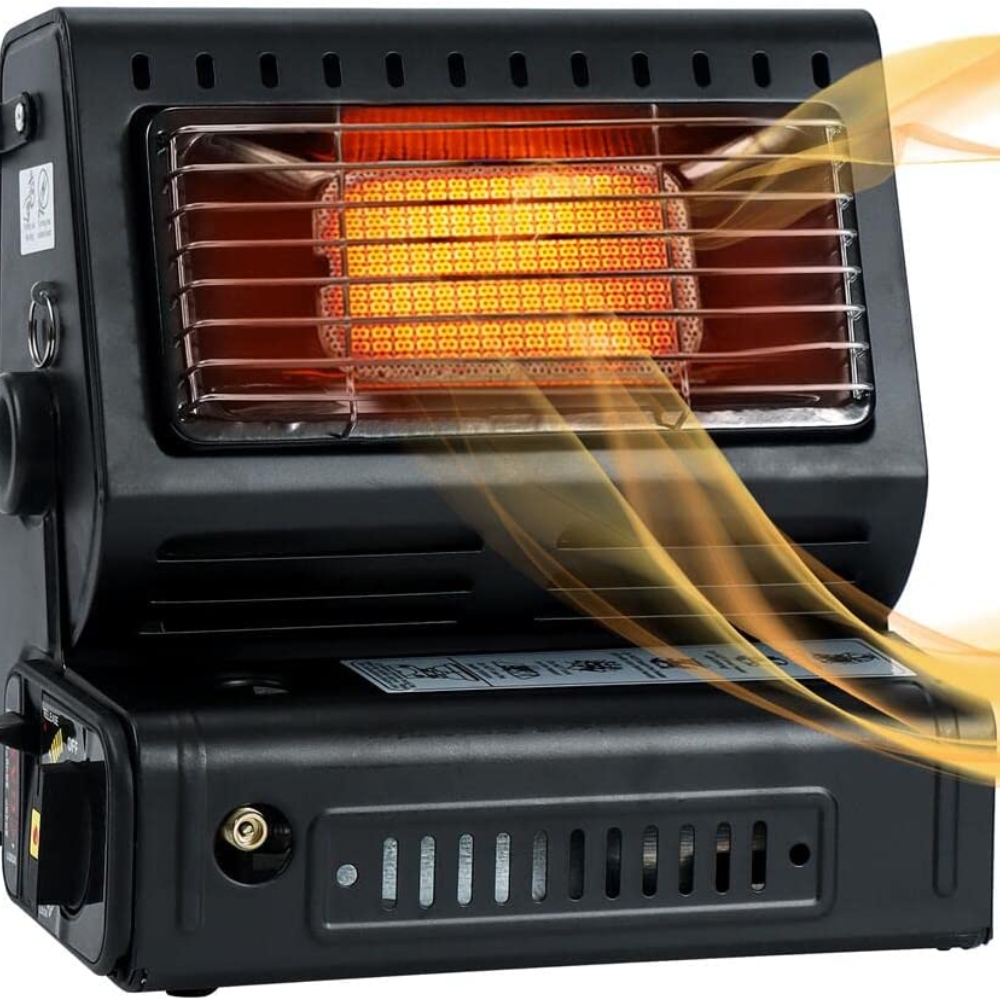 Portable Butane Gas Heater 1300W For Camping And Outdoor Survival – Sumo Deals Ignition Knob And Handle Of Portable Butane Gas Heater