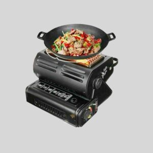 Portable Butane Gas Heater 1300W For Camping And Outdoor Survival – Sumo Deals Portable Butane Gas Heater Switched To Cooking Mode