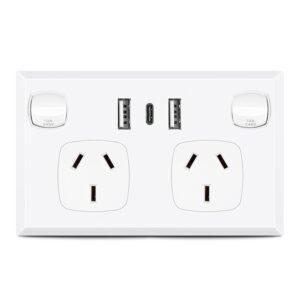 LEISHEN 5 pack double power point fast charge wall outlet in gloss white